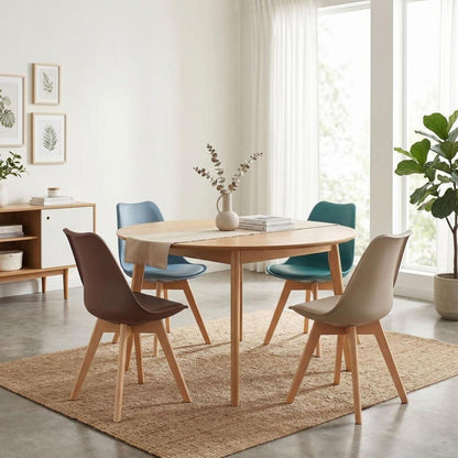 8 Esszimmerstühle Skandinavisch mit Sitzkissen & Holzbeinen
