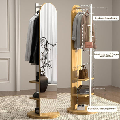 360° Ganzkörperspiegel mit Garderobe & Ablagen