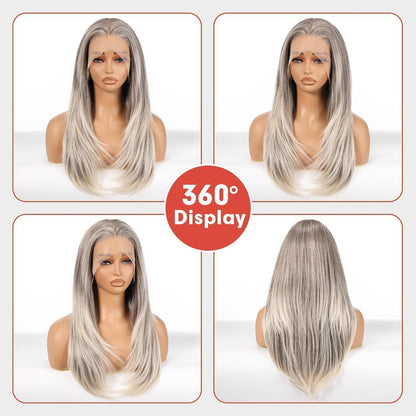 Graue Lace-Front Perücke 22 Zoll – Gerade, Glueless, HD-Lace