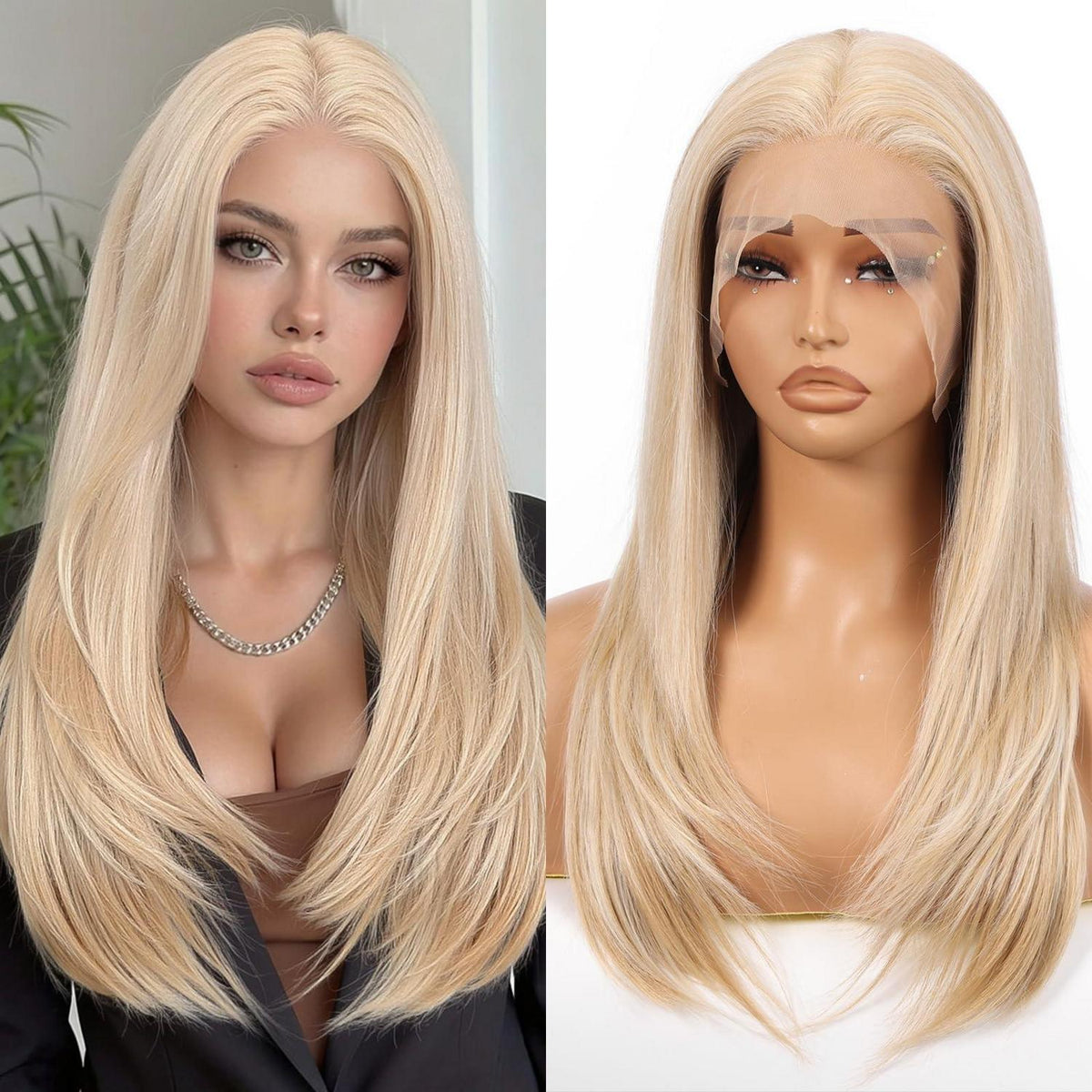 22 Zoll Lange Gerade Blond Lace Front Perücke – Glueless & Vielseitig