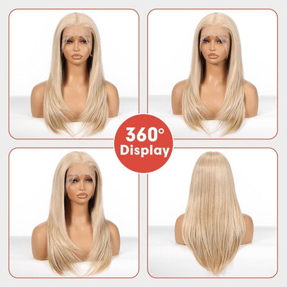 22 Zoll Lange Gerade Blond Lace Front Perücke – Glueless & Vielseitig