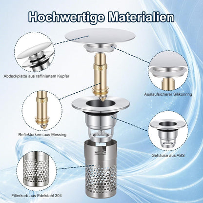 Pop-up Abflusssieb Edelstahl mit Sieb für Waschbecken & Dusche