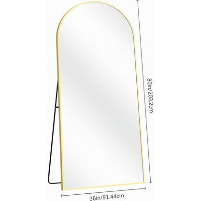 Großer Bogen Standspiegel 203x91cm mit Goldrahmen