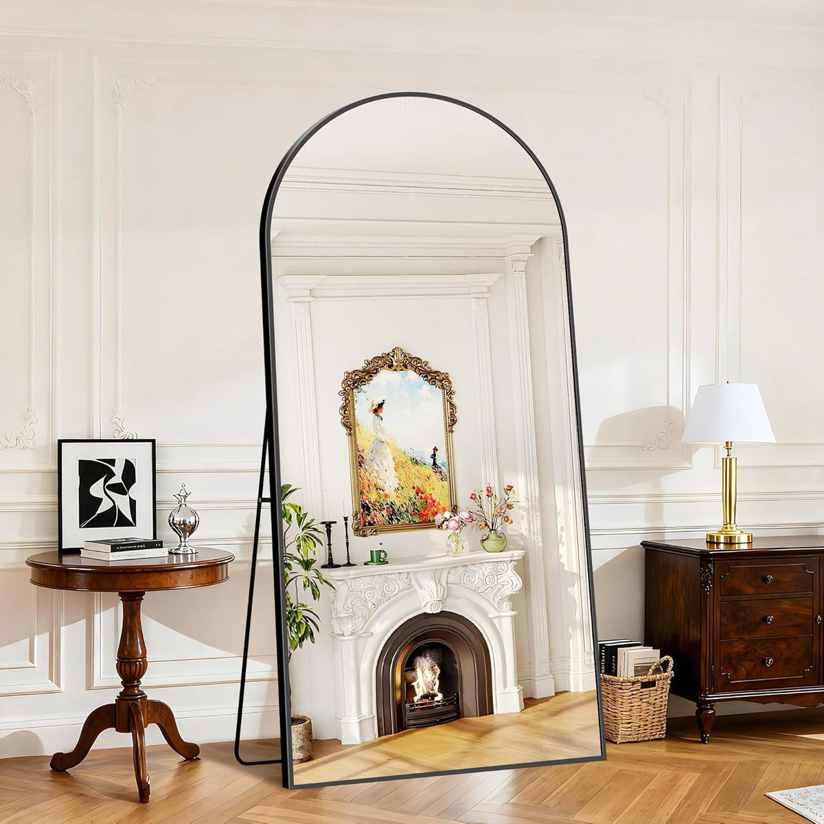 Großer Bogen Standspiegel 196x96cm mit Aluminiumrahmen
