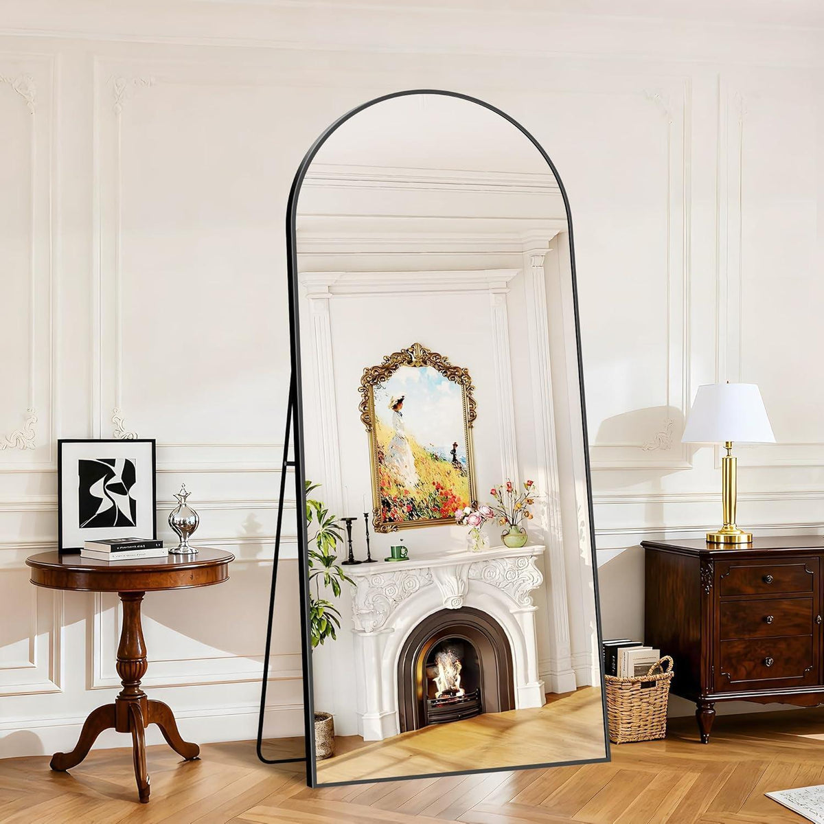 Großer Bogen Standspiegel 203x91cm mit Aluminiumrahmen