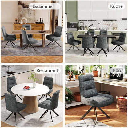 Drehbarer Esszimmerstuhl Set, Dunkelgrau - Chenille Polsterstuhl 2er Set