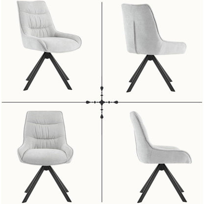 Drehstuhl Esszimmer Set 6er – Chenille Polsterstuhl 360° Drehbar