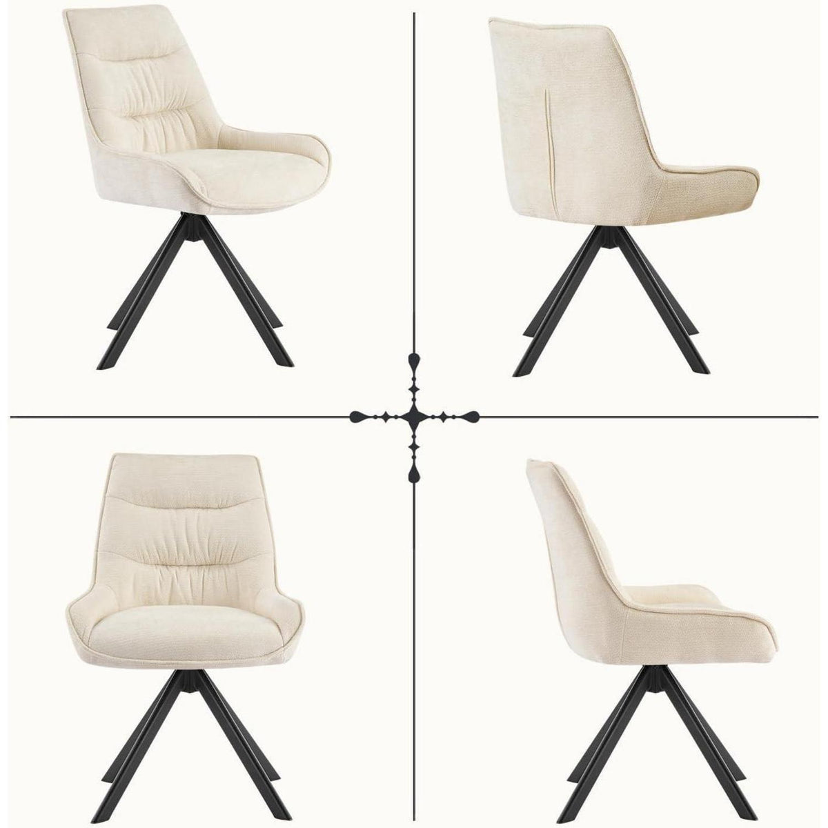 Drehbarer Esszimmerstuhl Set, Chenille, Beige - 4er Pack