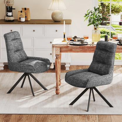 Drehbarer Esszimmerstuhl Set, Dunkelgrau, Chenille Polsterstuhl 4er Set
