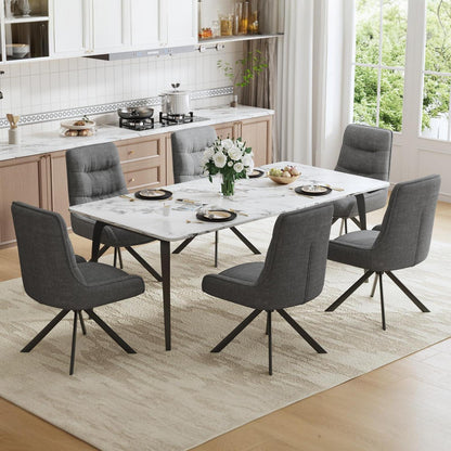 Drehstuhl Esszimmer 6er Set – Chenille Polsterstuhl 360° drehbar