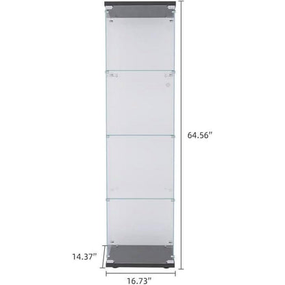 Moderne Glasvitrine 4-Ebenen – Freistehendes Bücherregal Schwarz