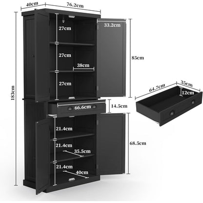 Hochschrank Küchenbuffet Schwarz – Vielseitiger Vorratsschrank