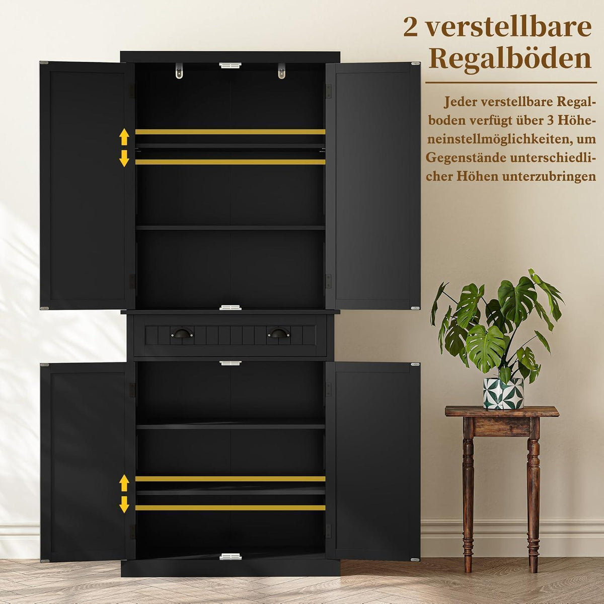 Hochschrank Küchenbuffet Schwarz – Vielseitiger Vorratsschrank