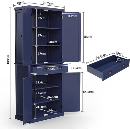 Küchenschrank mit Regalen – Vorratsschrank Blau