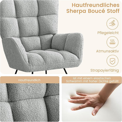 Schaukelstuhl 2er Set Grau – Bequemer Lesesessel für Wohnzimmer & Babyzimmer
