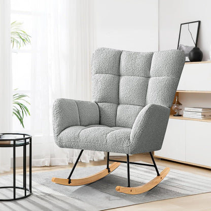 Schaukelstuhl 2er Set Grau – Bequemer Lesesessel für Wohnzimmer & Babyzimmer