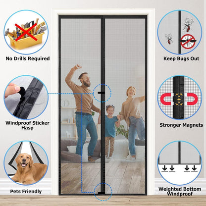 Magnetvorhang 70x195 cm – Fliegengitter ohne Bohren, selbstschließend