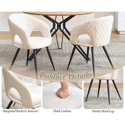 Esszimmerstühle 2er Set, Beige, Stepp-Design & Durchbrochene Rückenlehne