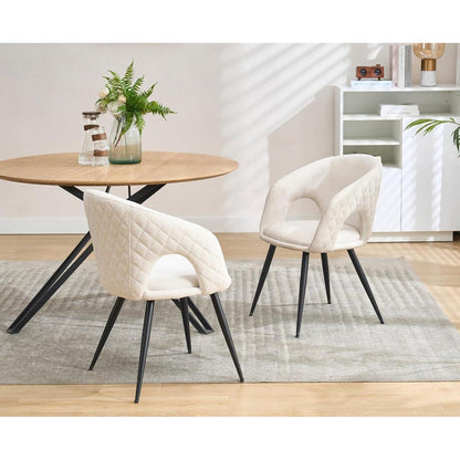 Esszimmerstühle 2er Set, Beige, Stepp-Design & Durchbrochene Rückenlehne
