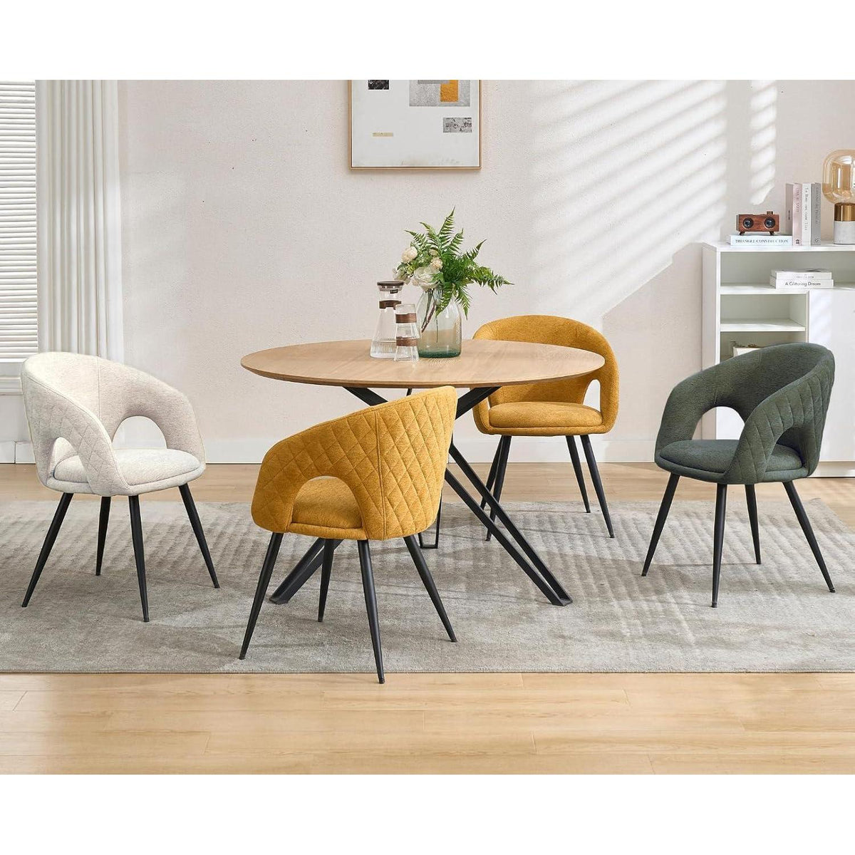Esszimmerstühle 2er Set, Beige, Stepp-Design & Durchbrochene Rückenlehne