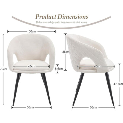 Esszimmerstühle Set 4er – Beige, Stepp-Design & Metallbeine