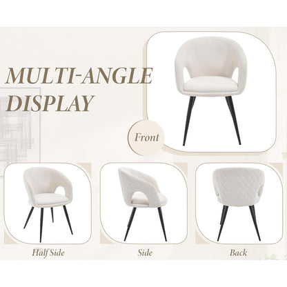 Esszimmerstühle Set 4er – Beige, Stepp-Design & Metallbeine