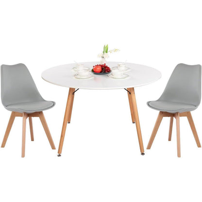 Esstisch Set 120cm mit 2 Grau Buche Stühlen