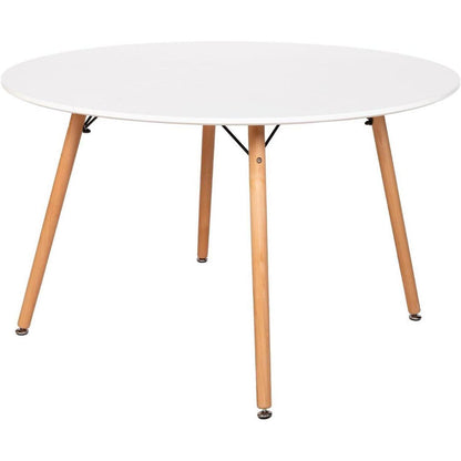 Esstisch Set 120cm Holz mit 4 Grau Skandinavischen Stühlen