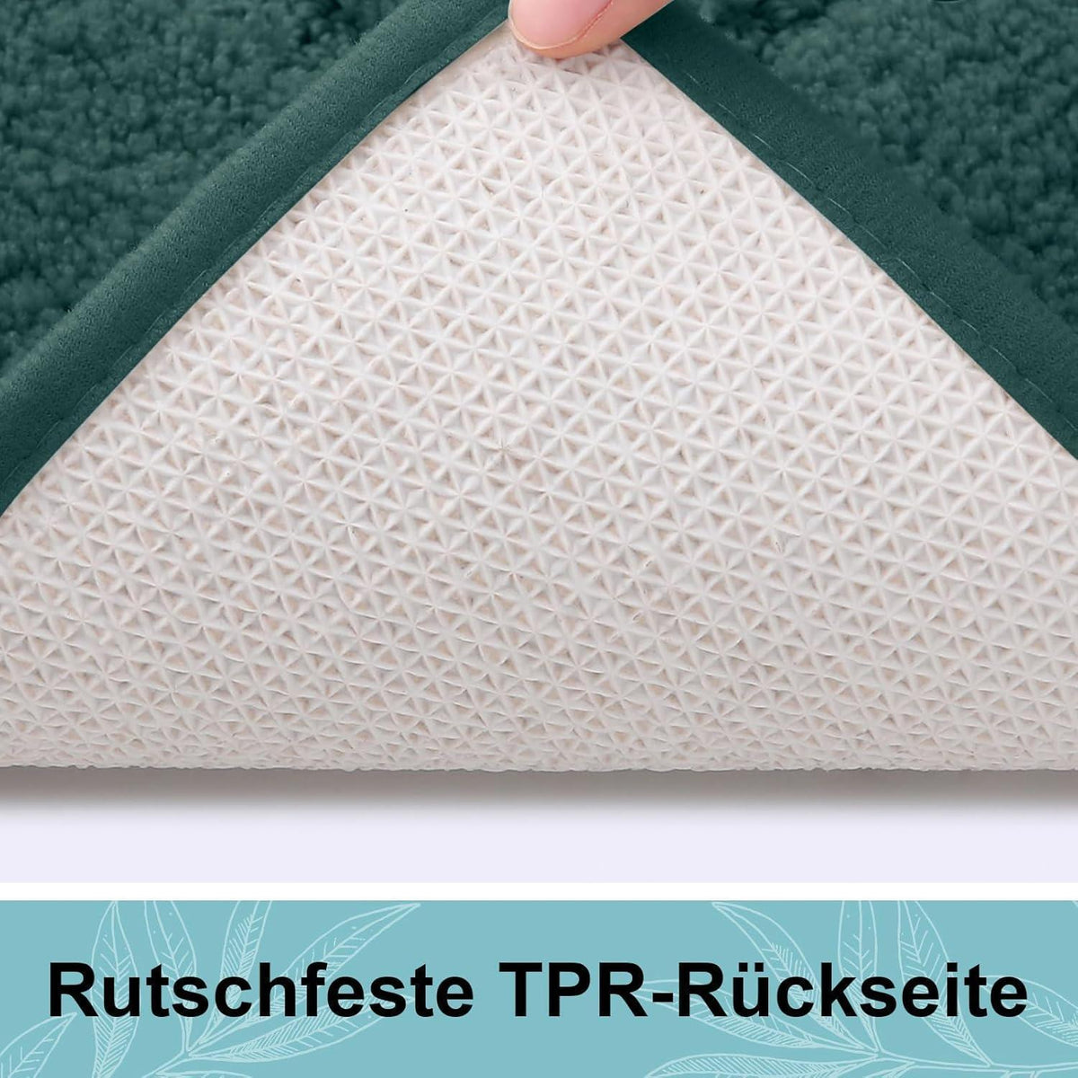 Mikrofaser Badteppich 60x90 cm Dunkelgrün – Rutschfest & Wasserabsorbierend