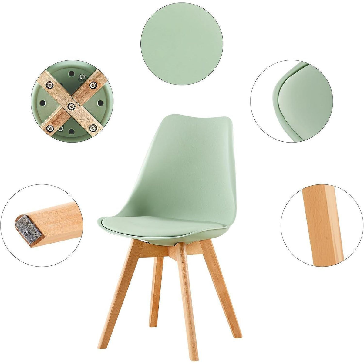 Esstisch Set mit 4 Stühlen – Skandinavisch, Grün & Weiß