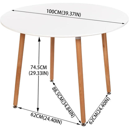 Esstisch Set 100cm Weiß mit 2 Schwarz Buche Stühlen