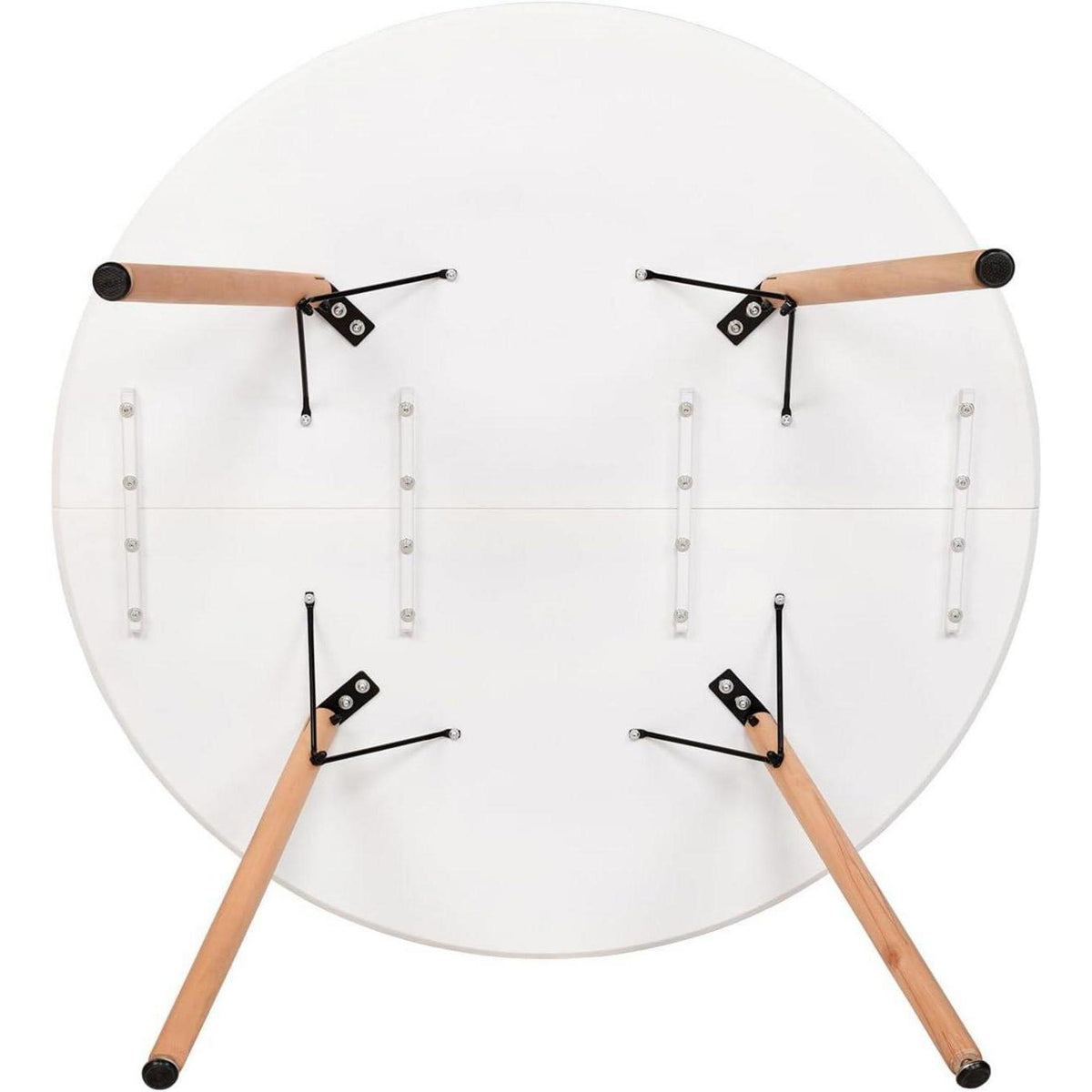 Esstisch Set 120cm Weiß mit 4 Buche Stühlen