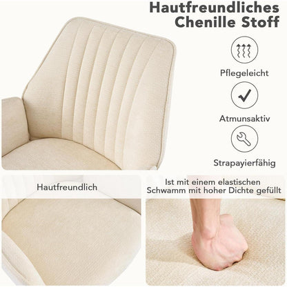 2er Set Drehbar Esszimmerstühle mit Armlehne, Beige