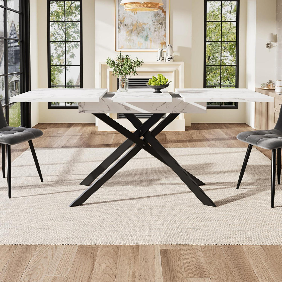 Ausziehbarer Esstisch Weiß 120-160cm – Modern & Stabil