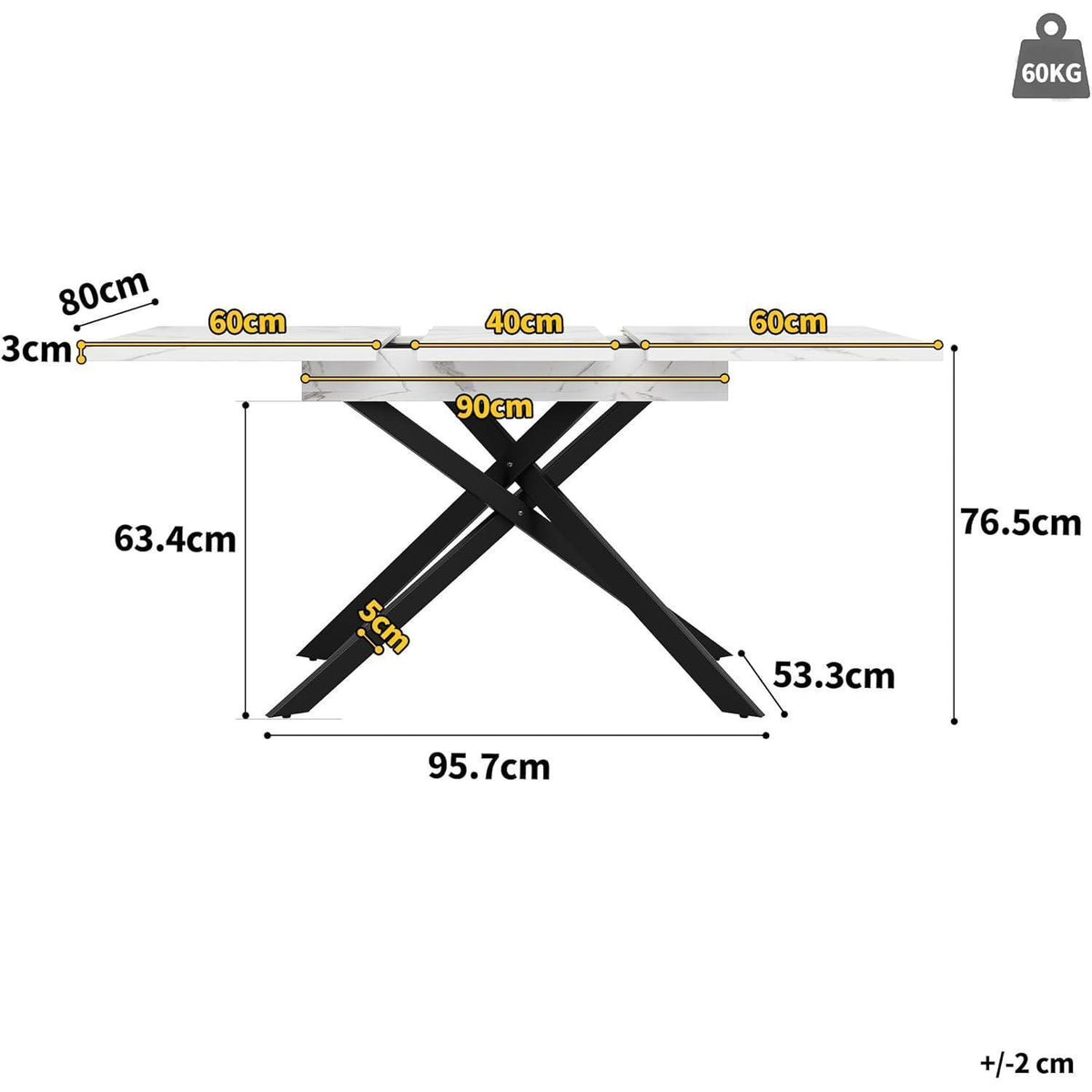 Ausziehbarer Esstisch Weiß 120-160cm – Modern & Stabil