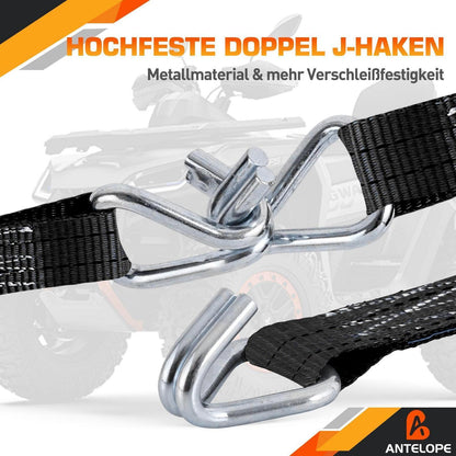 Spanngurte mit Ratsche 4er-Set | J-Haken, 6m Länge