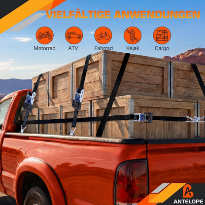 Spanngurte mit Ratsche 4er-Set | J-Haken, 6m Länge