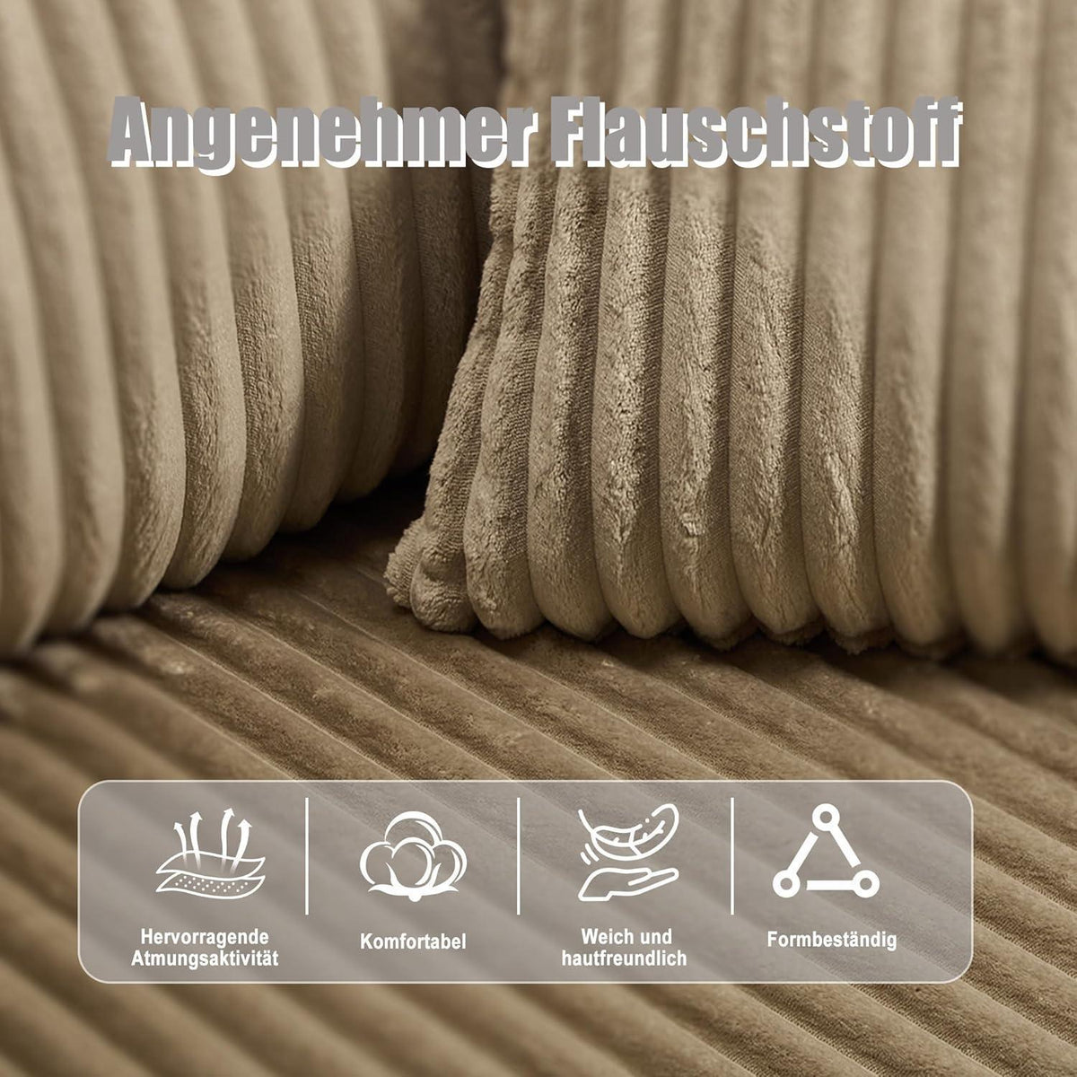 Cordo L-Form Sofa Khaki – Eckcouch mit Getränkehaltern & Taschen