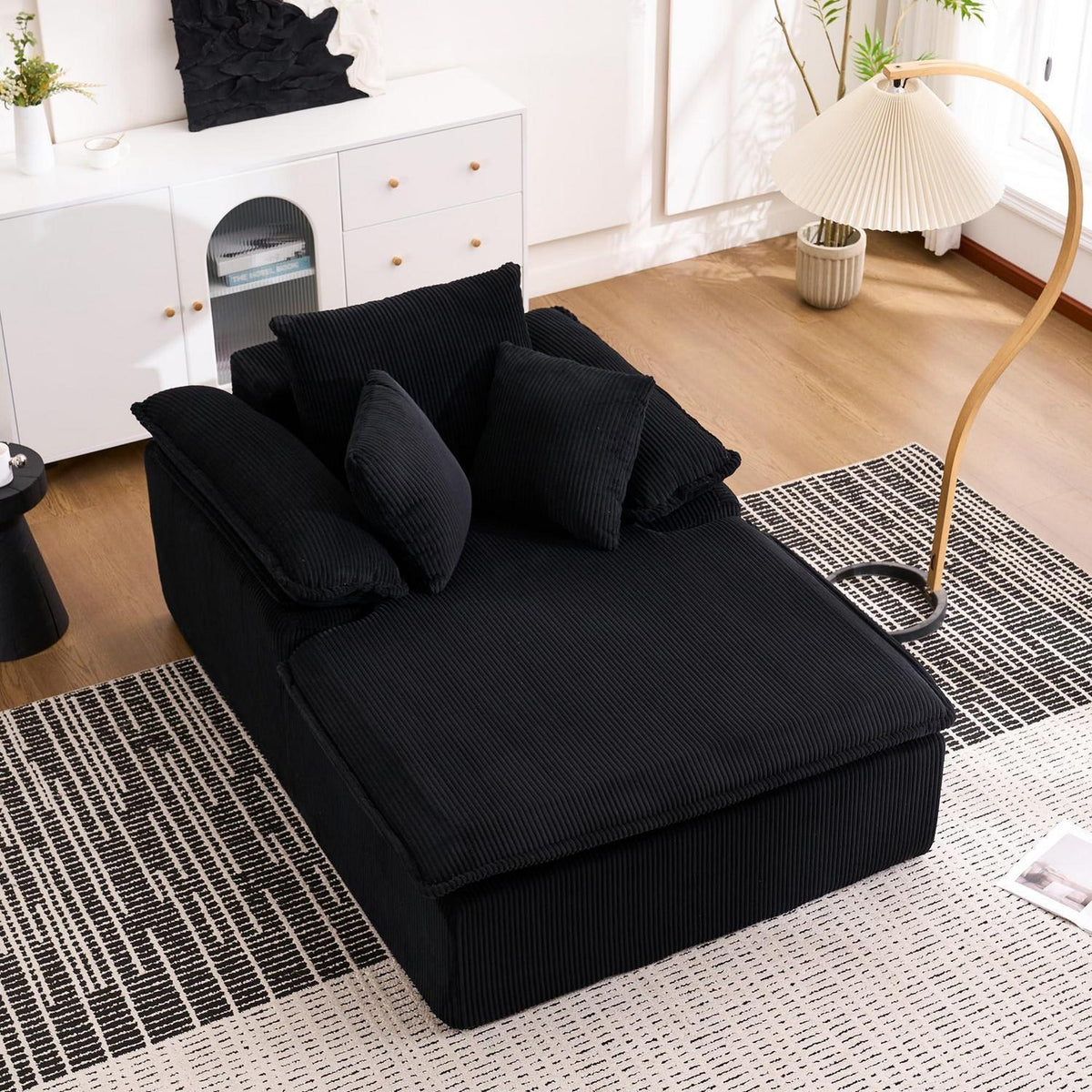 Modernes Cord Schlafsofa mit Memory-Schaum – Schwarz