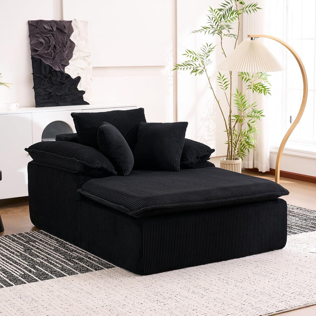 Modernes Cord Schlafsofa mit Memory-Schaum – Schwarz