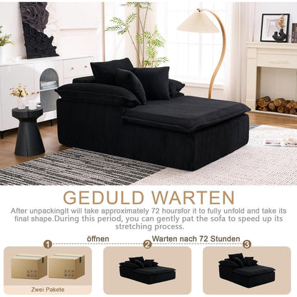 Modernes Cord Schlafsofa mit Memory-Schaum – Schwarz