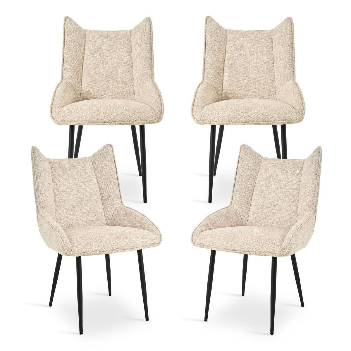 Moderner Esszimmerstuhl Set Creme – Samt, verstellbare Füße