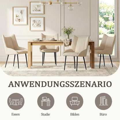Moderner Esszimmerstuhl Set Creme - Samt, Verstellbare Füße