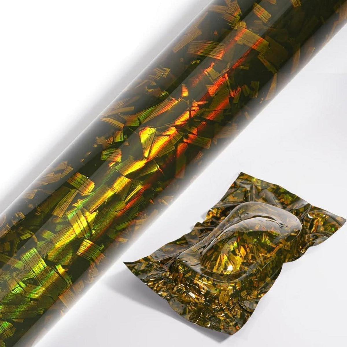 Kohlefaser Aufkleber 30x100cm – Blasenfrei & Chamäleon Gold