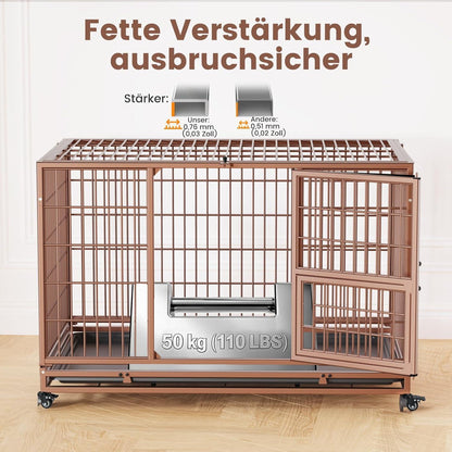 Faltbarer Hundekäfig mit 3 Türen – Braun, 82x52x56 cm