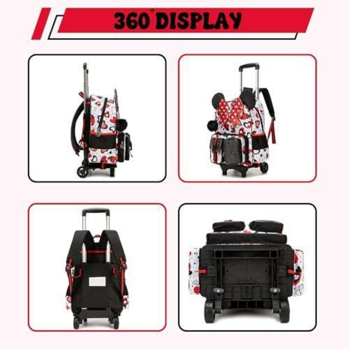 Kinder Trolley Rucksack Set mit Lunchtasche & Federmäppchen Rot
