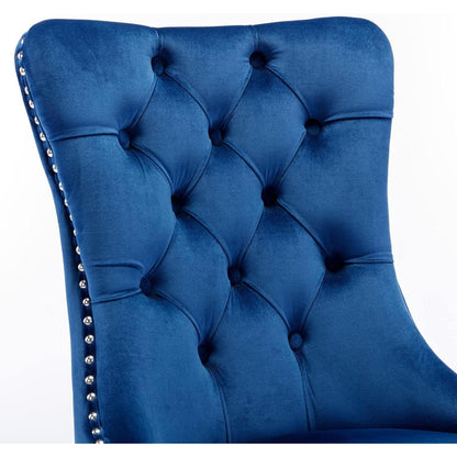 Esszimmerstühle 6er Set, Samt & Chrom, Blau
