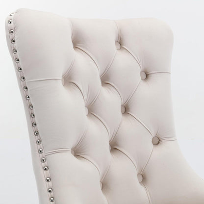 Esszimmerstühle 6er Set, Samt & Chrom, Beige