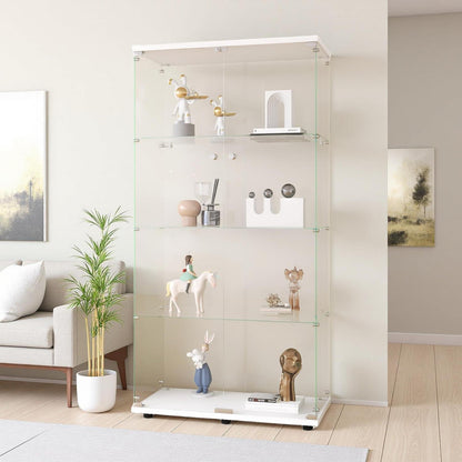 Glasvitrine Standvitrine 4 Etagen, 2 Türen Weiß