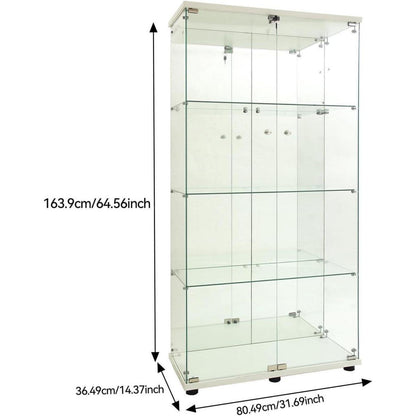 Glasvitrine Standvitrine 4 Etagen, 2 Türen Weiß